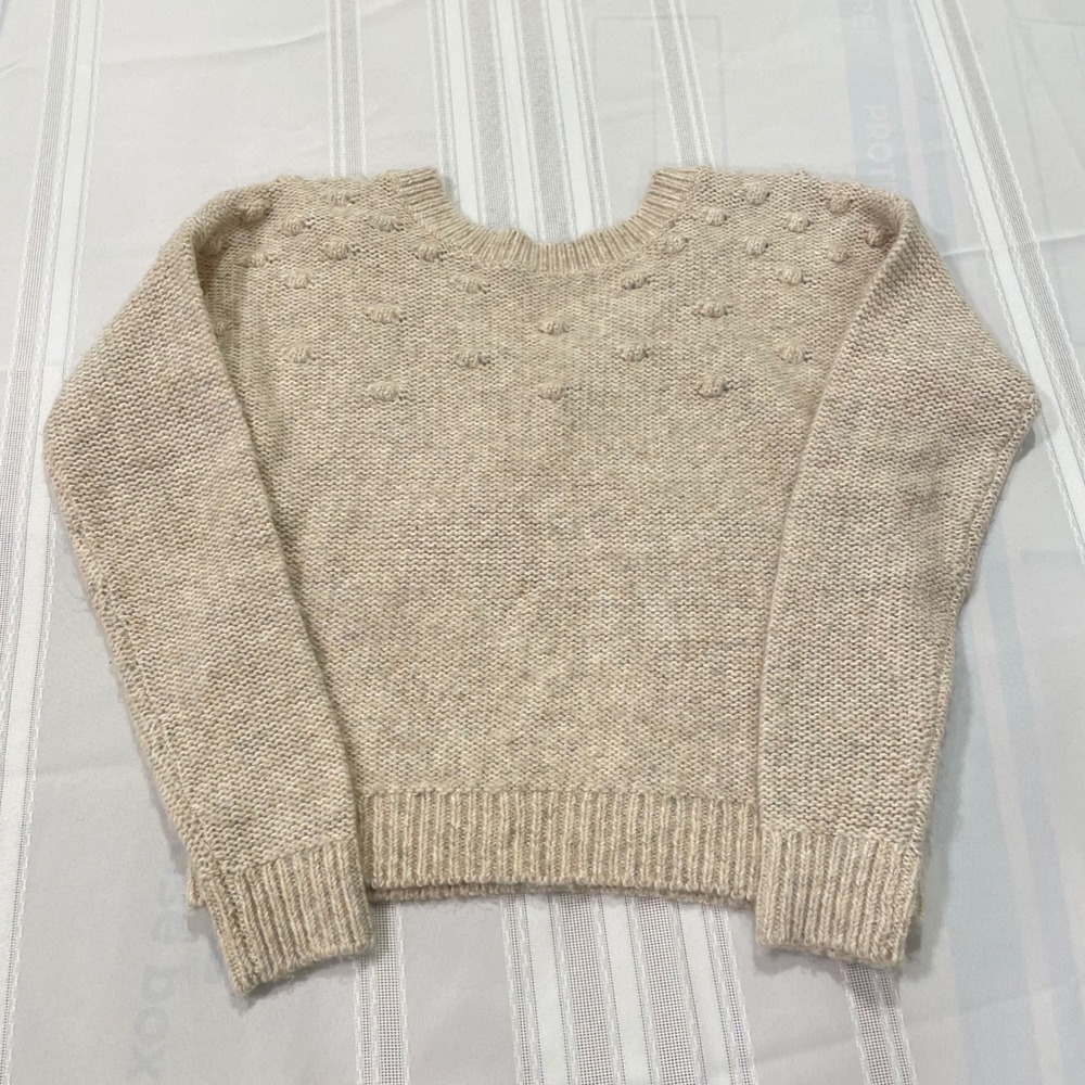 Abercrombie Fitch Oatmeal‎ Textured Bobble Knit Wrap Style Sweater Women's XS - Picture 2 of 7